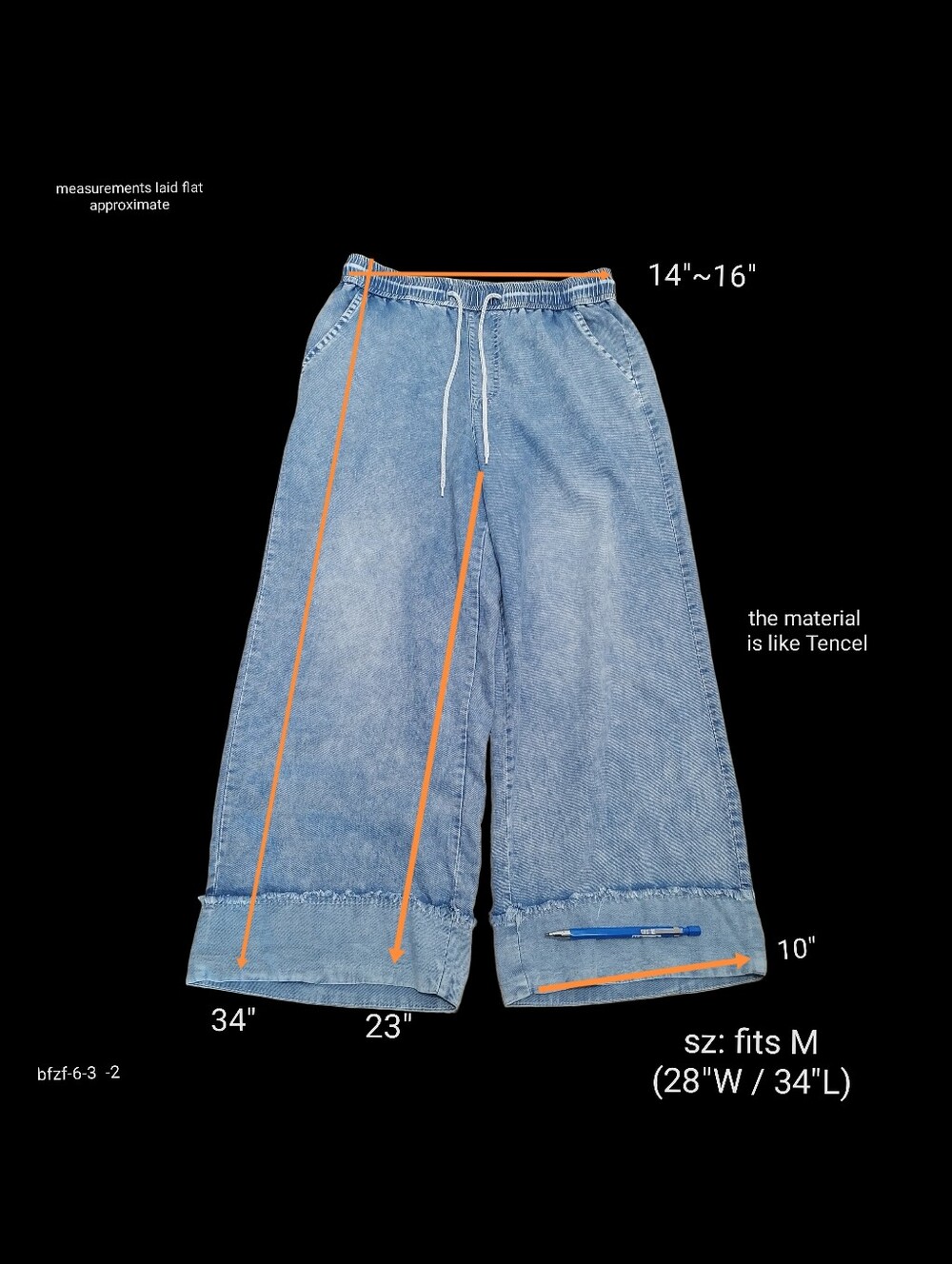 🔵🔵Wide Leg Light Blue Drawstring Denim Pants